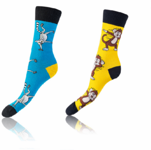 CRAZY SOCKS 2x - Veselé ponožky 2 páry - svetlo modrá - žltá
