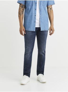 Tmavomodré pánske slim fit rifle Celio