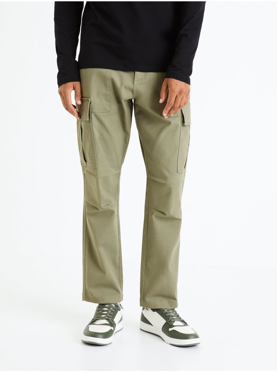 Khaki pánske cargo nohavice Celio Fopierre