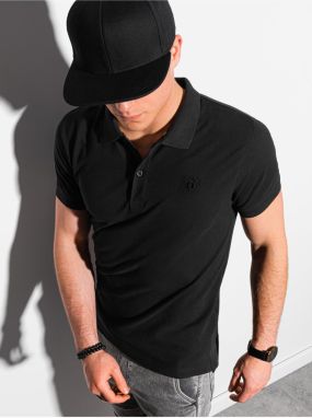 Čierna pánska basic polokošeľa Ombre Clothing S1374  basic