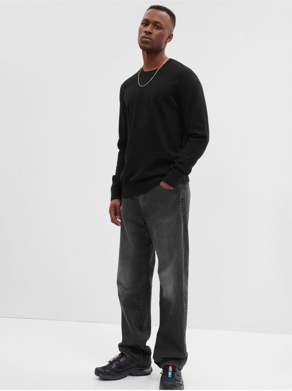 Čierne pánske straight fit džínsy GAP