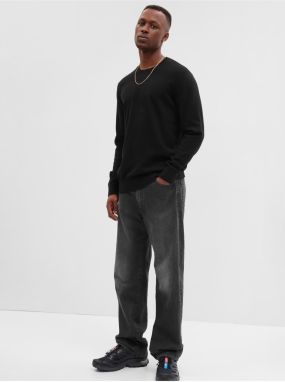 Čierne pánske straight fit džínsy GAP