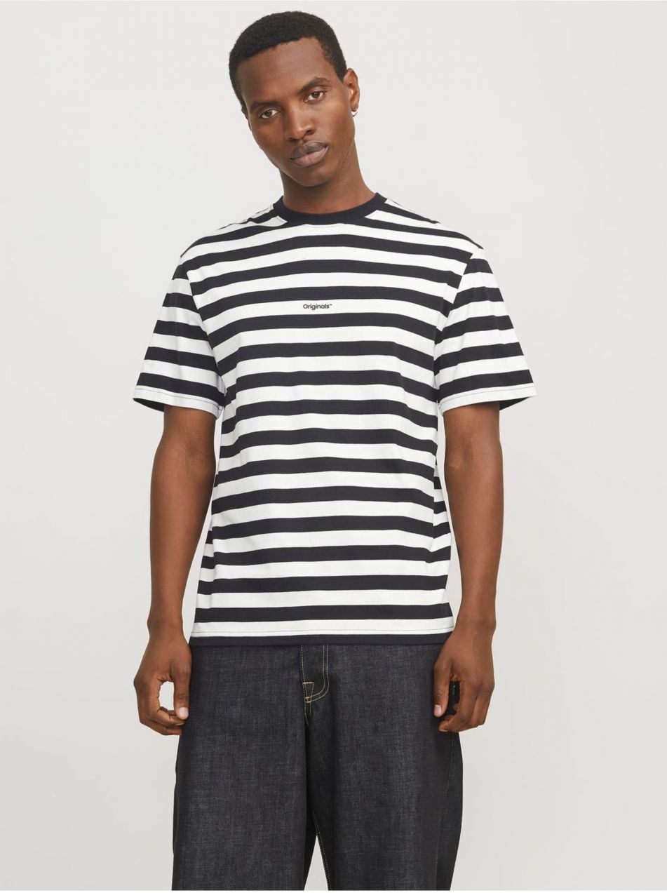 Bielo-čierne pánske pruhované tričko Jack & Jones