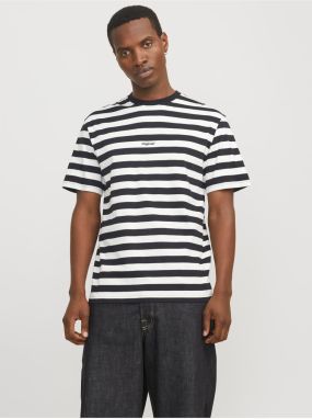 Bielo-čierne pánske pruhované tričko Jack & Jones