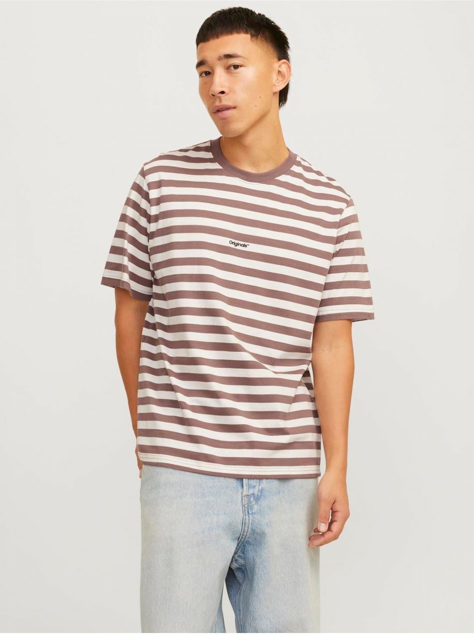 Bílo-hnědé pánske tričko Jack & Jones
