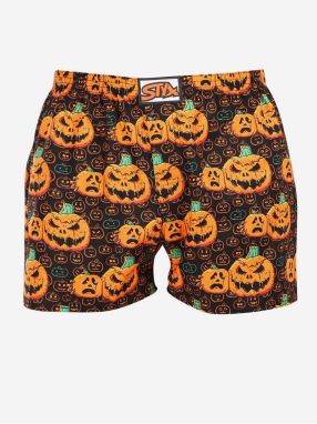 Oranžovo-hnedé pánske trenírky Styx Halloween tekvica