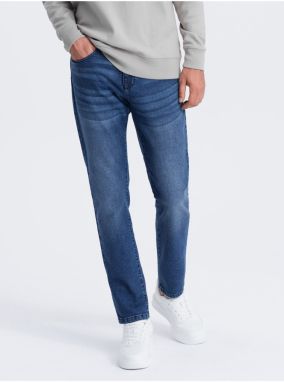Modré pánske slim fit rifle Ombre Clothing