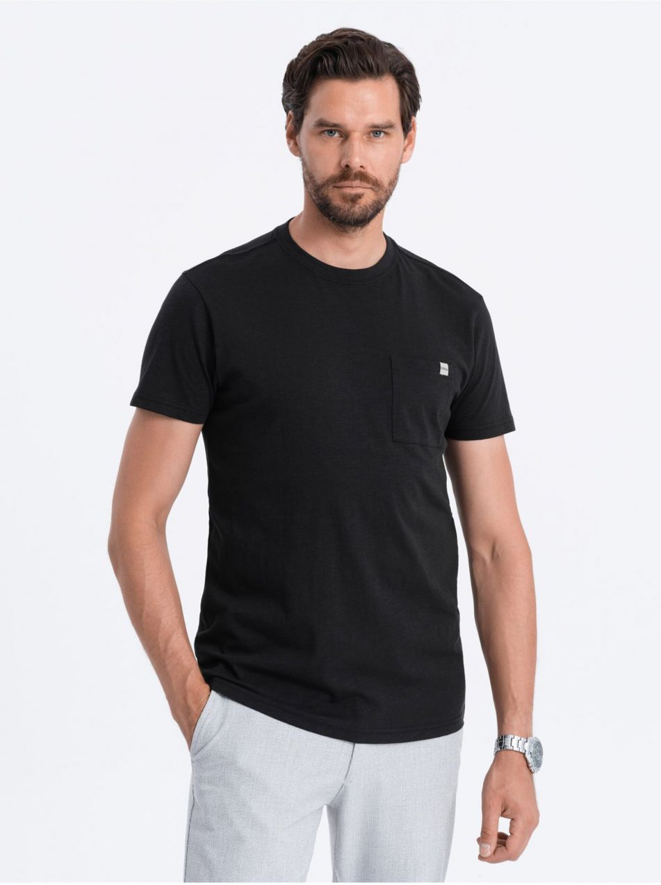 Čierne pánske tričko s vrecúškom Ombre Clothing