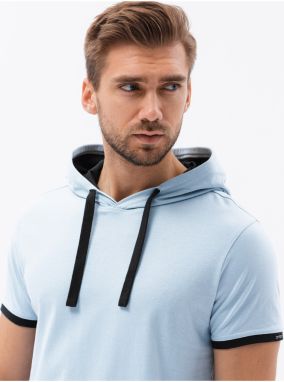 Svetlomodré pánske tričko s kapucňou Ombre Clothing