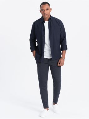 Tmavomodré pánske carrot nohavice Ombre Clothing