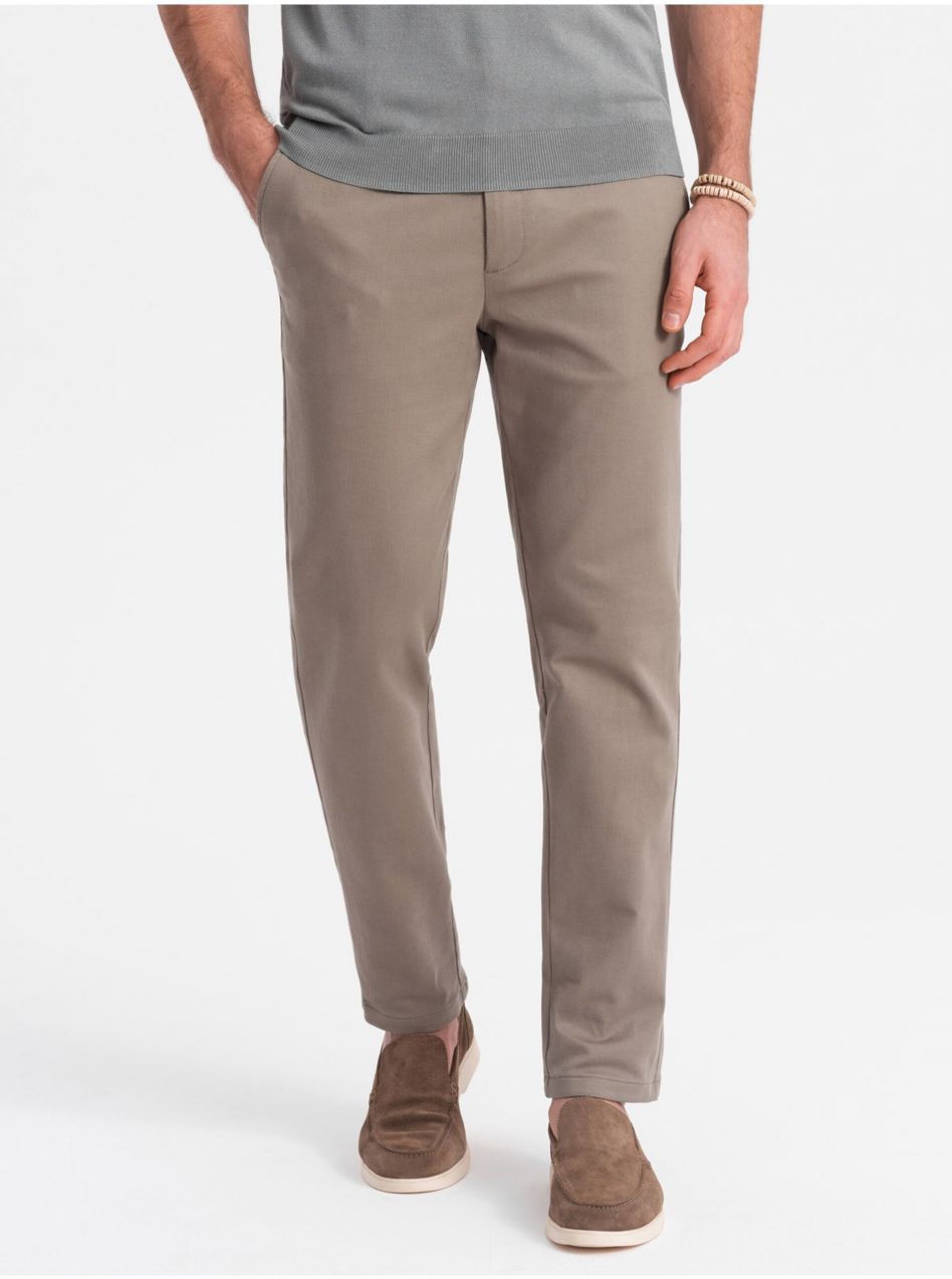 Béžové pánske chino nohavice Ombre Clothing