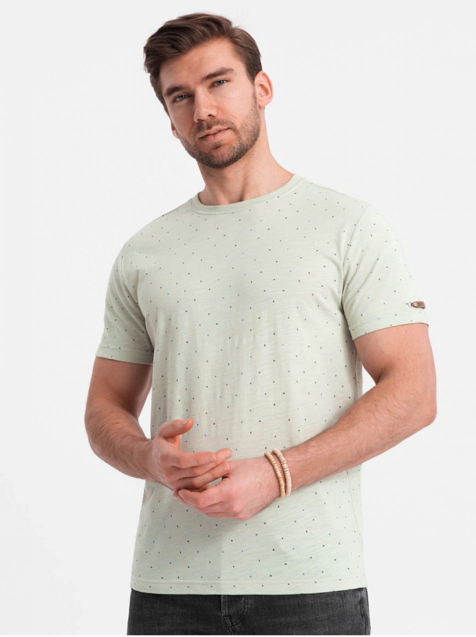 Svetlo zelené pánske vzorované tričko Ombre Clothing