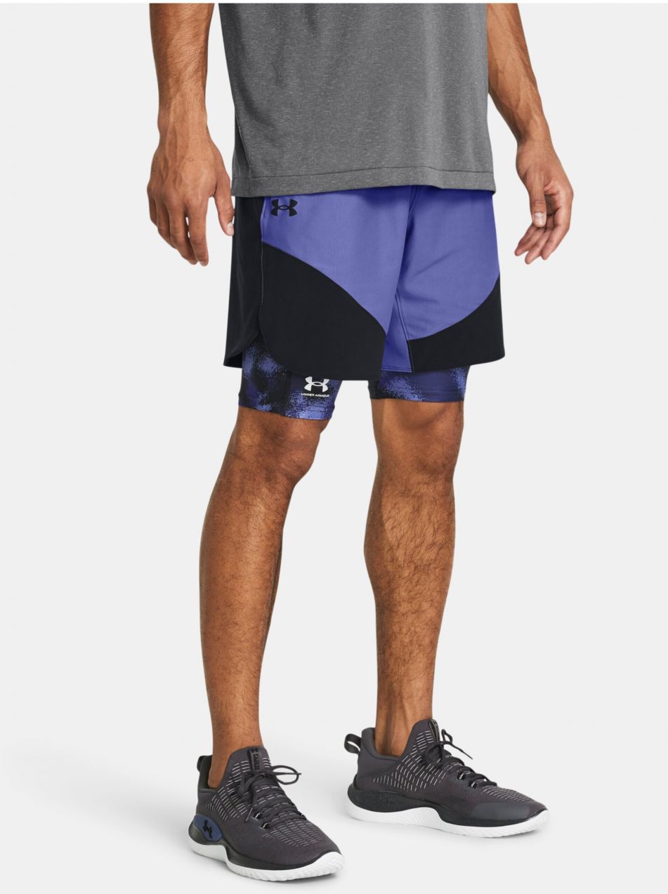Čierno-fialové pánske športové kraťasy Under Armour UA Peak Woven Hybrid