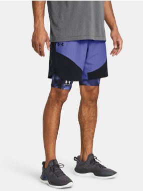 Čierno-fialové pánske športové kraťasy Under Armour UA Peak Woven Hybrid