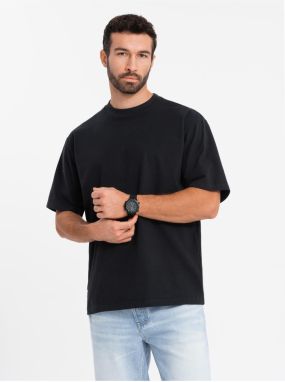 Pánske tričko LOOSE FIT s vreckom čierne Ombre Clothing