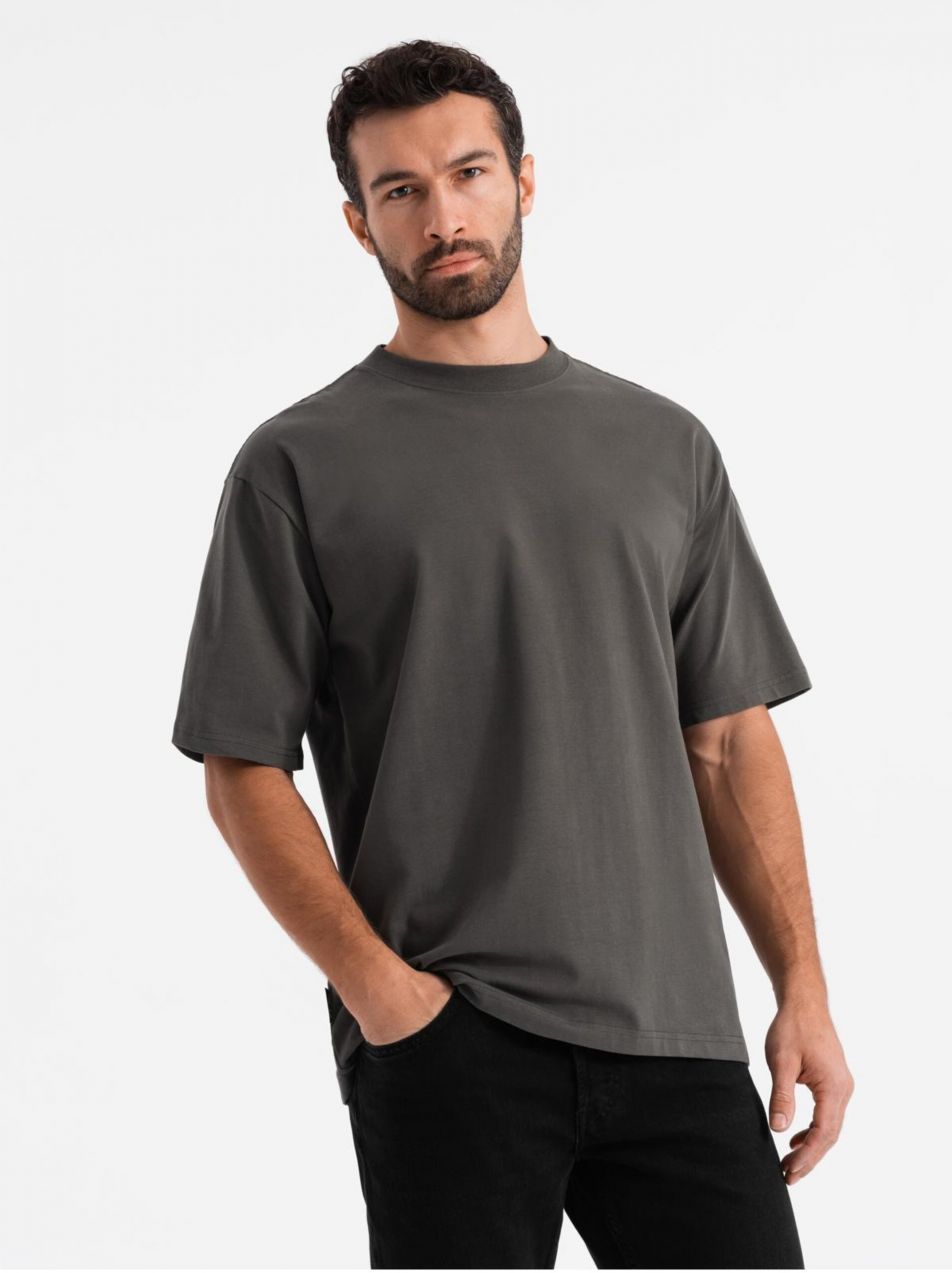 Pánske tričko LOOSE FIT s vreckom khaki Ombre Clothing