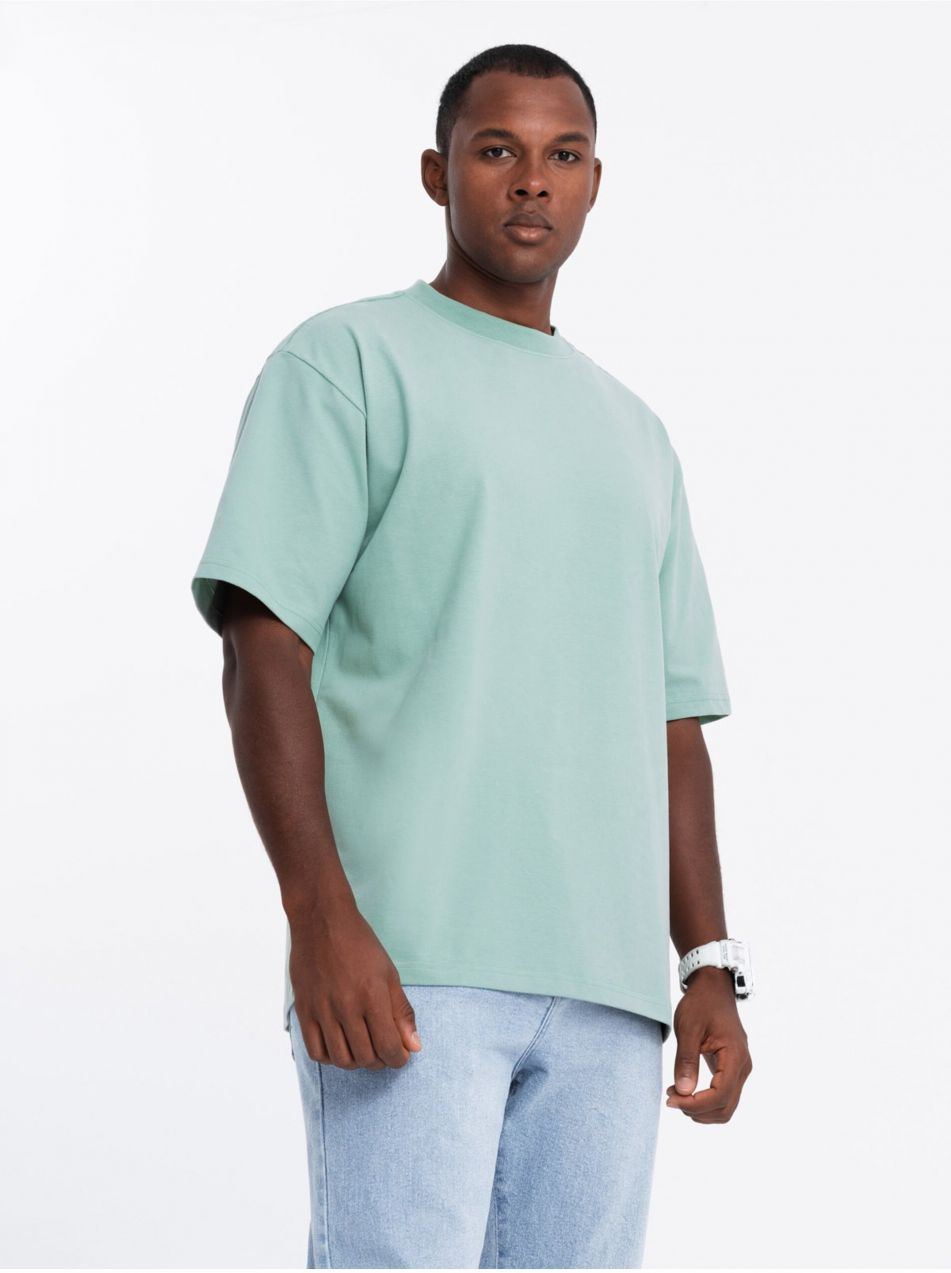 Pánske tričko LOOSE FIT s vreckom mentolové Ombre Clothing