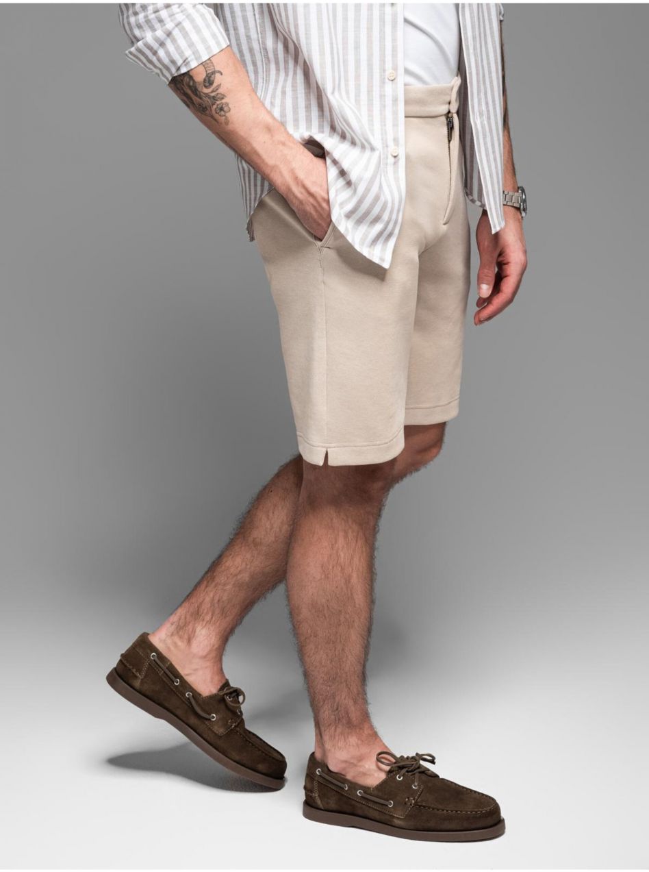 Pánske bavlnené teplákové šortky BASIC béžovej Ombre Clothing