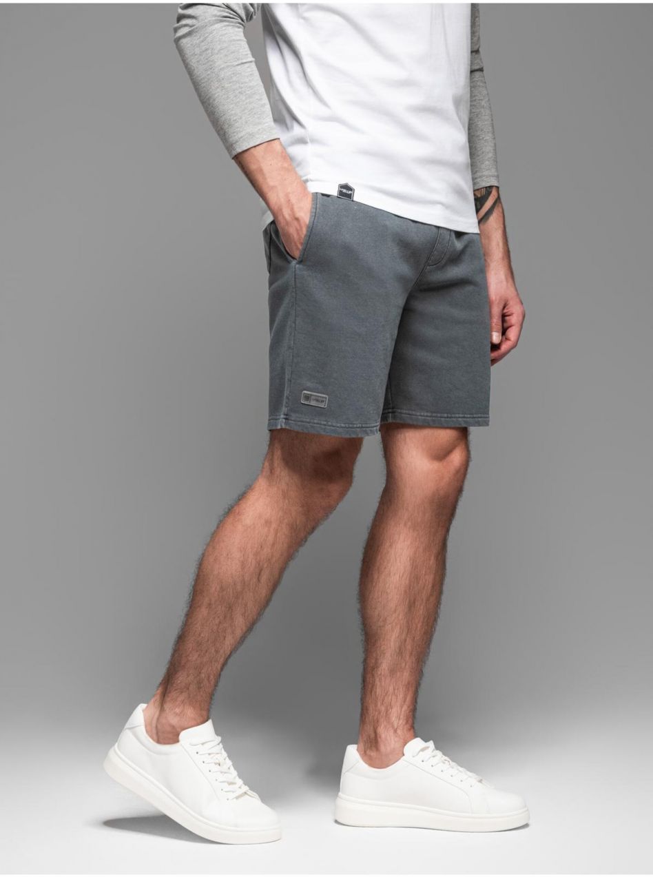 Pánske bavlnené teplákové šortky BASIC šedé Ombre Clothing