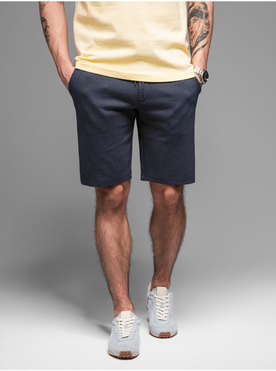 Pánske bavlnené teplákové šortky BASIC modré Ombre Clothing