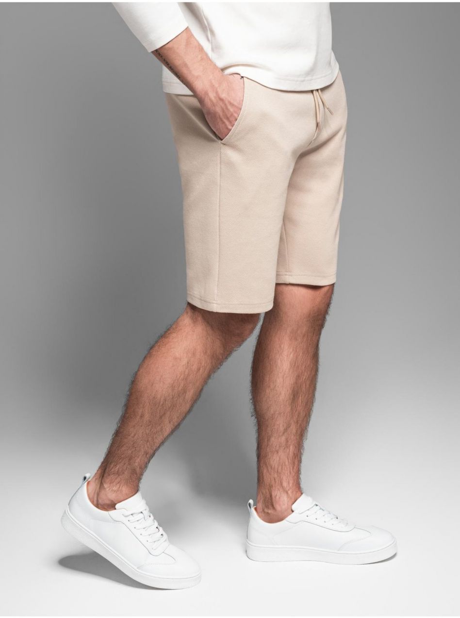 Pánske bavlnené teplákové šortky BASIC béžovej Ombre Clothing