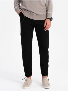 Čierne pánske cargo nohavice Ombre Clothing