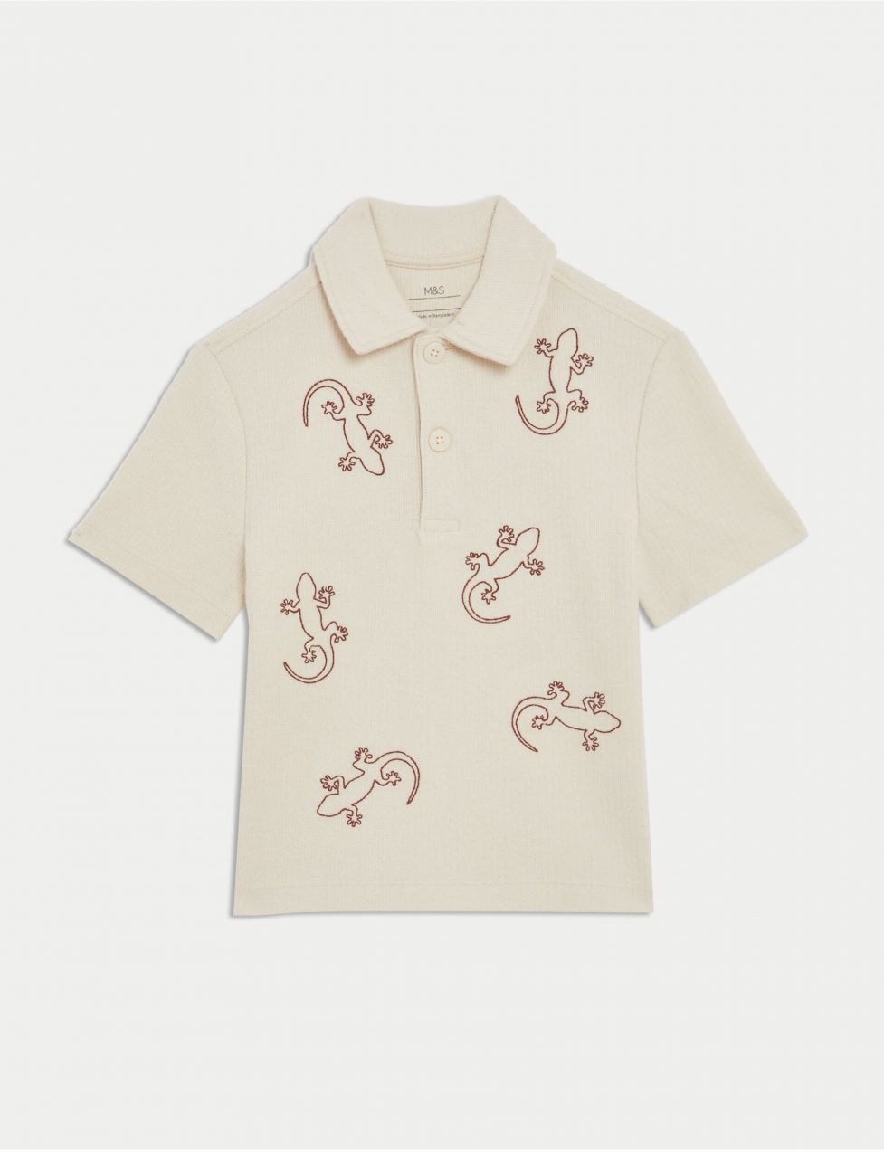 Polokošeľa z bohatej bavlny s vyšívaním (1–8 rokov) Marks & Spencer smotanová