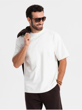 Pánske tričko LOOSE FIT s vreckom krémové Ombre Clothing
