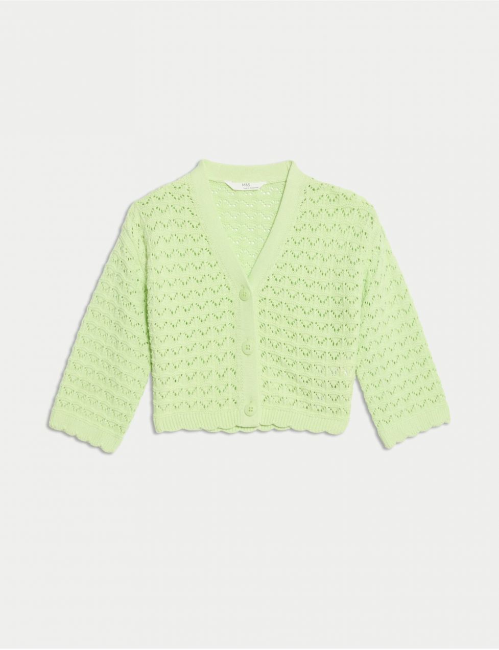 Úpletový kardigán z čistej bavlny (2–8 rokov) Marks & Spencer zelená