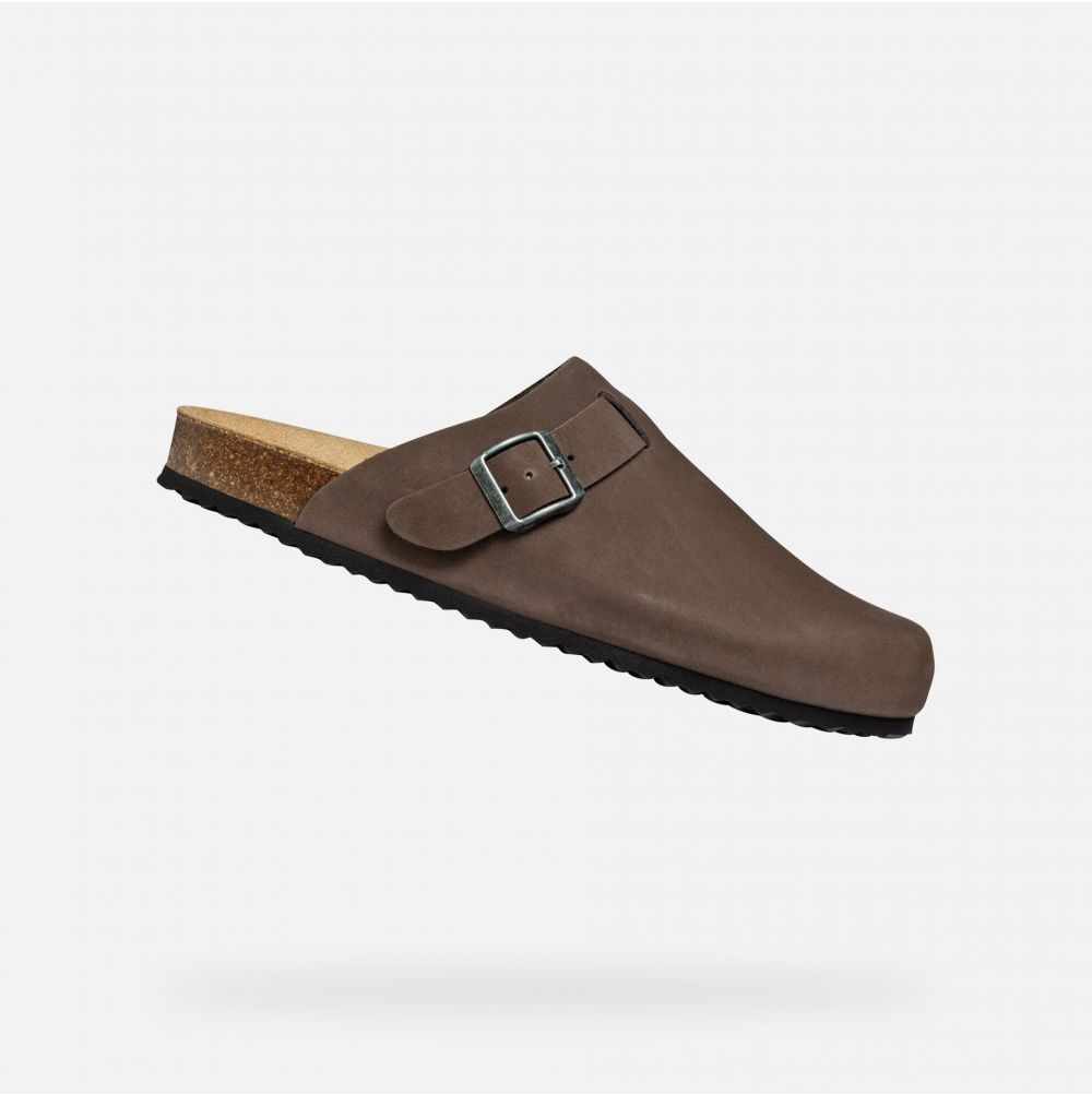 Tmavo hnedé pánske šľapky Geox Sandal Ghita