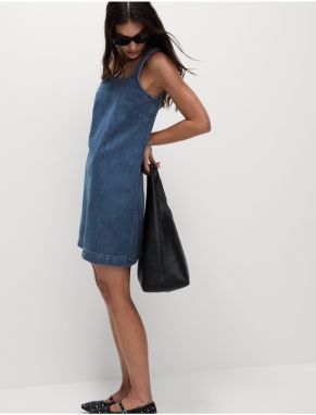 Splývavé denimové mini šaty z čistej bavlny Marks & Spencer námornícka modrá