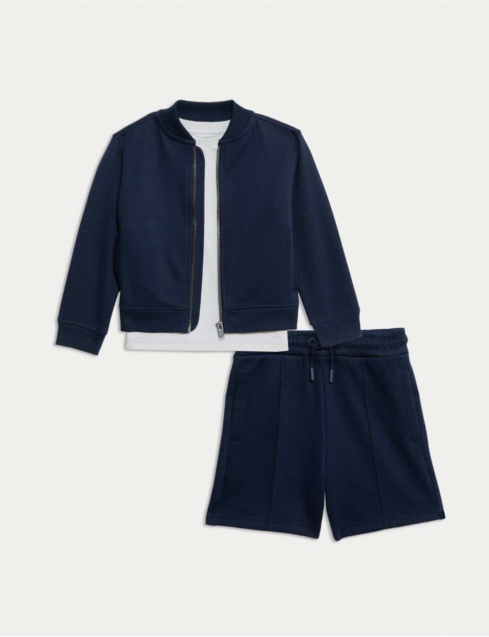 Outfit topu a spodného dielu zo zmesi bavlny, 3 ks (2–8 rokov) Marks & Spencer námornícka modrá