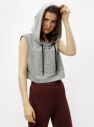 Sivý melírovaný crop top s kapucňou Ivy Park galéria