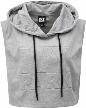 Sivý melírovaný crop top s kapucňou Ivy Park