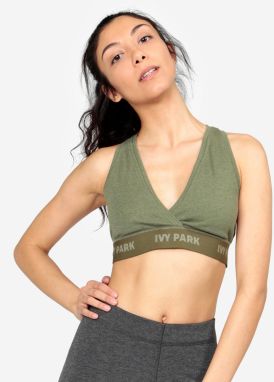 Khaki podprsenka s prekladaným výstrihom Ivy Park