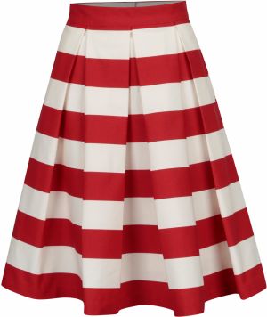 Červeno-krémová pruhovaná kolesová sukňa MONLEMON Navy Red