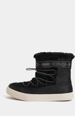 Čierne dámske kožené zimné členkové topánky TOMS Alpine