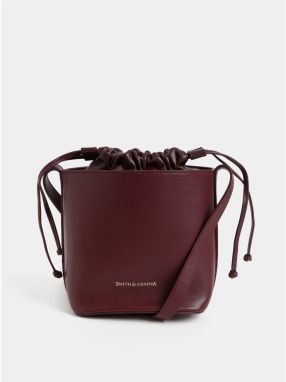 Vínová kožená vaková crossbody kabelka Smith & Canova