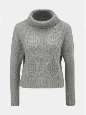 Sivý oversize krátky sveter s rolákom Miss Selfridge