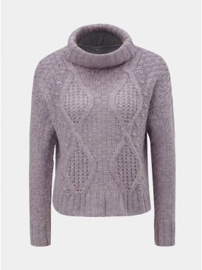 Fialový oversize krátky sveter s rolákom Miss Selfridge