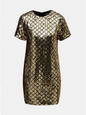 Flitrované kockované minišaty v zlatej farbe Dorothy Perkins