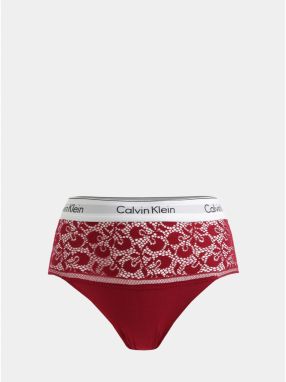 Červené čipkované nohavičky s vysokým pásom Calvin Klein