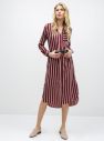 Vínové pruhované košeľové midišaty VERO MODA Katlyn galéria