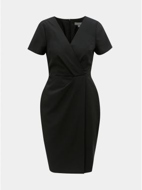Čierne šaty s prekladaným výstrihom Dorothy Perkins Petite