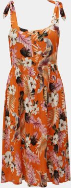 Oranžové kvetované šaty na ramienka Dorothy Perkins Petite