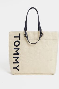 Krémový slamený shopper Tommy Hilfiger Raffia