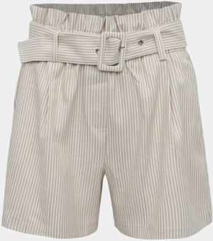 Béžové pruhované kraťasy s vysokým pásom VERO MODA Gally