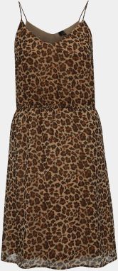 Hnedé šaty na ramienka  s leopardím vzorom VERO MODA Wonda