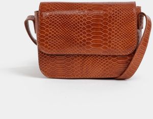 Hnedá crossbody kabelka s hadím vzorom Pieces Iman