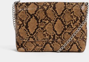 Hnedá crossbody kabelka s hadím vzorom Pieces Irina